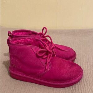 UGG Fuchsia Lace-Up Boots. Size 4